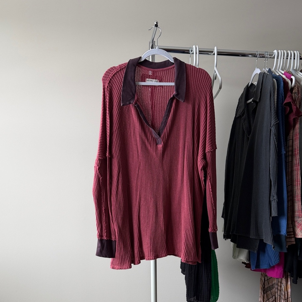 We The Free Burgundy Button Down Shirt